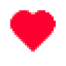 a pixel art illustration of a red heart on a white background
