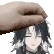 a hand is petting a girl 's head in a pixel art .