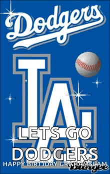 a poster for the dodgers with a baseball on it
