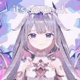 a picture of a girl with the words " it 's so peak " above her head