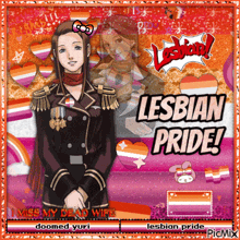 a picture of a woman with the words lesbian pride