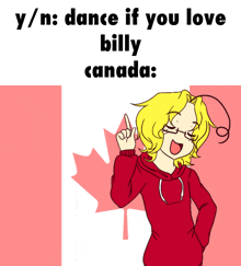 a cartoon of a girl with the words " dance if you love billy canada " at the top