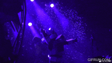 a gif from gifrun.com shows a person on a stage with purple lights