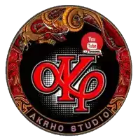 a logo for akrho studio shows a dragon