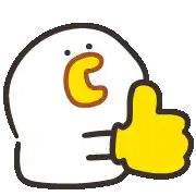 a cartoon duck with a yellow beak is giving a thumbs up sign .