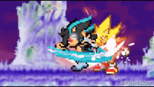 a gif from gifrun.com shows two cartoon characters fighting
