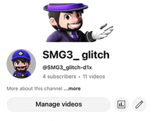 smg3_glitch has 4 subscribers and 11 videos on their channel