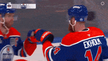 a hockey player with the number 14 on his back