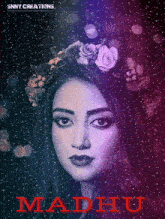 a poster of a woman with the name madhu written on it