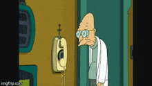 a cartoon of a man talking on a phone with imgflip.com at the bottom of the screen
