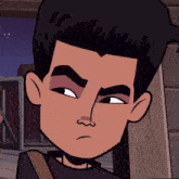 a close up of a cartoon character 's face