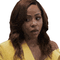 a close up of a woman 's face with a yellow jacket