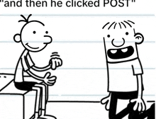 a diary of a wimpy kid drawing of two boys talking