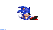 a pixel art of sonic the hedgehog with a white background