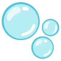 three blue bubbles are floating in the air