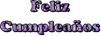 a purple feliz cumpleaños greeting card with a white background