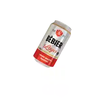 a can of bebier lager with a dice on the label