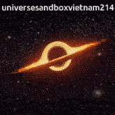 a picture of a black hole in space with the words universesandboxvietnam214