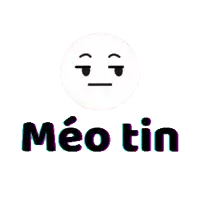 a sticker with a red face and the word meo tin