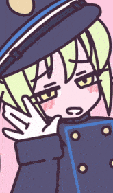 a cartoon drawing of a girl wearing a police hat
