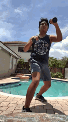 Swimming Pool Fight GIF - Swimming Pool Fight Dumbbells GIFs