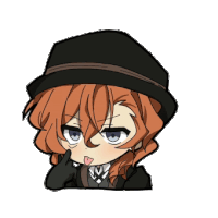 a chibi drawing of a person wearing a hat and sticking out their tongue