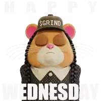a cartoon cat wearing a hat that says $ grind