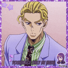 a picture of a man in a suit and tie with the words yoshike only de haru on the bottom