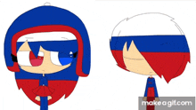 a girl and a boy with russian flags on their hair
