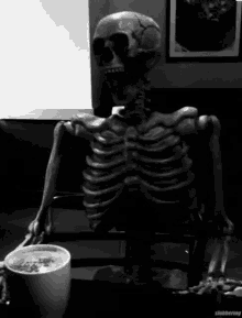 Coffee Skeleton GIF - Coffee Skeleton Head Spin GIFs