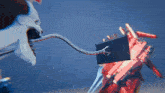 a computer generated image of a shark with a long snake coming out of its mouth