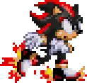 a pixel art of shadow the hedgehog from sonic the hedgehog