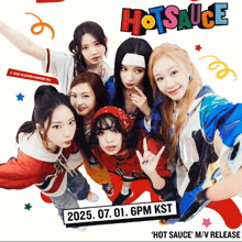 a group of young girls are posing for a photo with the words hotsauce written on the top