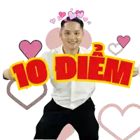a man in a white shirt is holding up a sign that says 10 diem