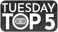 a black and white logo that says tuesday top on it