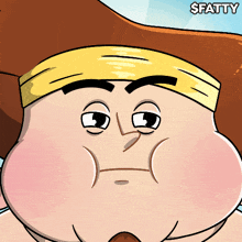 a cartoon drawing of a man with a headband and the word fatty above him