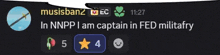 a screenshot of a text message that says in nnpp i am captain in fed military