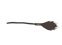 a pixel art drawing of a broom with a long handle on a white background