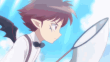 a cartoon character is holding a net in his hand