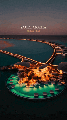 an aerial view of shebara island in saudi arabia at night