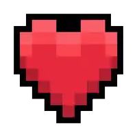a pixel art red heart with a black border on a white background .