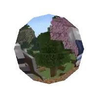 a pixel art of a person standing in a field with trees in the background