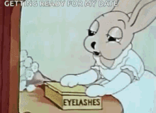 Getting Ready For My Date Bunny GIF - Getting Ready For My Date Bunny Eyelashes GIFs