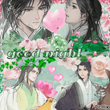 a picture of a man and a woman with the words good night on it