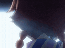 a cartoon drawing of a girl with braids and a striped shirt