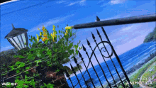a painting of a fence with the words wow art on the bottom left