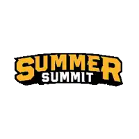 a logo for summer summit with yellow and black letters on a white background