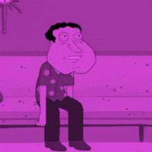 a cartoon character is sitting on a bench with his head in a toilet bowl .