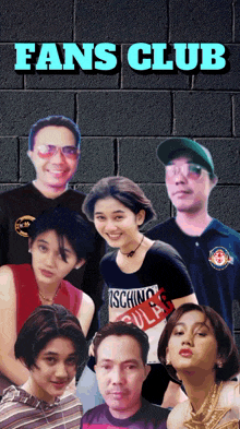 a group of people are posing for a photo with the words fans club above them