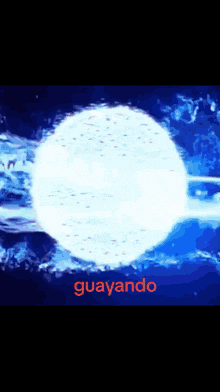 a glowing ball with the word guayando on the bottom right